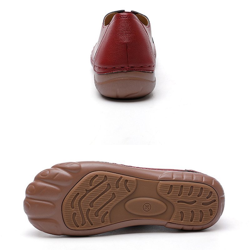 Amelolo Women Retro Flower Stitching Comfy Round Toe Slip On Flat Loafers Shoes