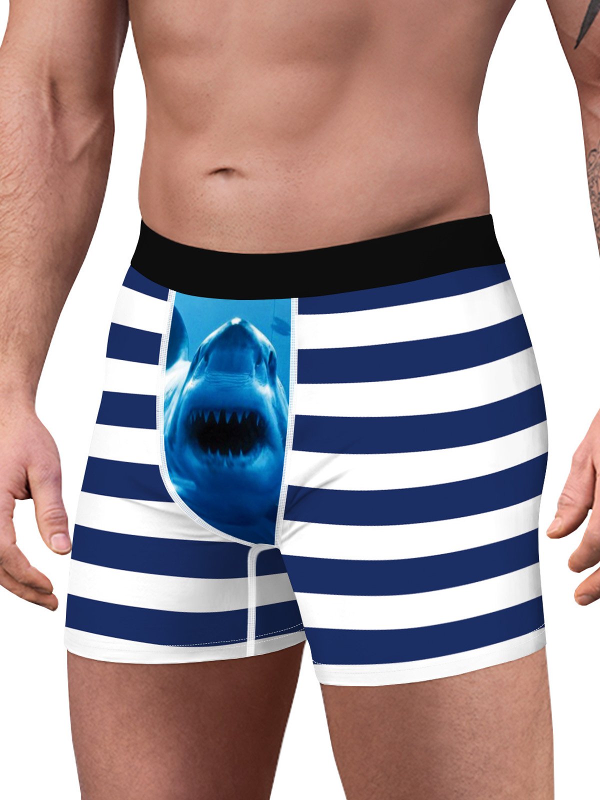 Royaura Vintage Elephant Print Men's Boxer Briefs Swim Shorts