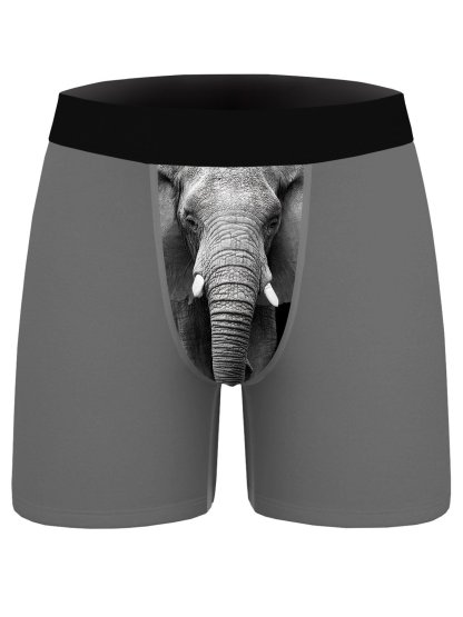 Amelolo Vintage Elephant Print Men's Boxer Briefs Swim Shorts