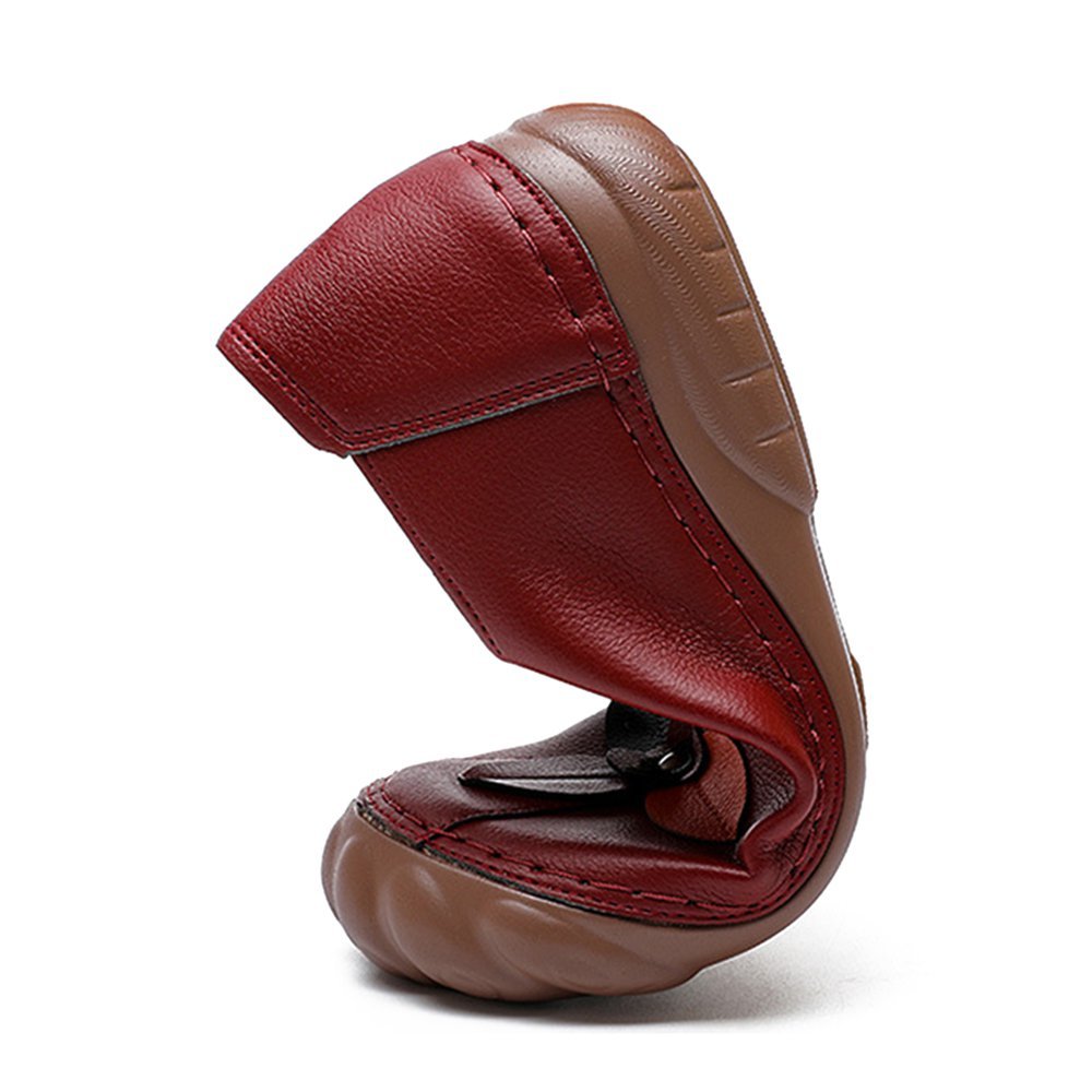 Amelolo Women Retro Flower Stitching Comfy Round Toe Slip On Flat Loafers Shoes