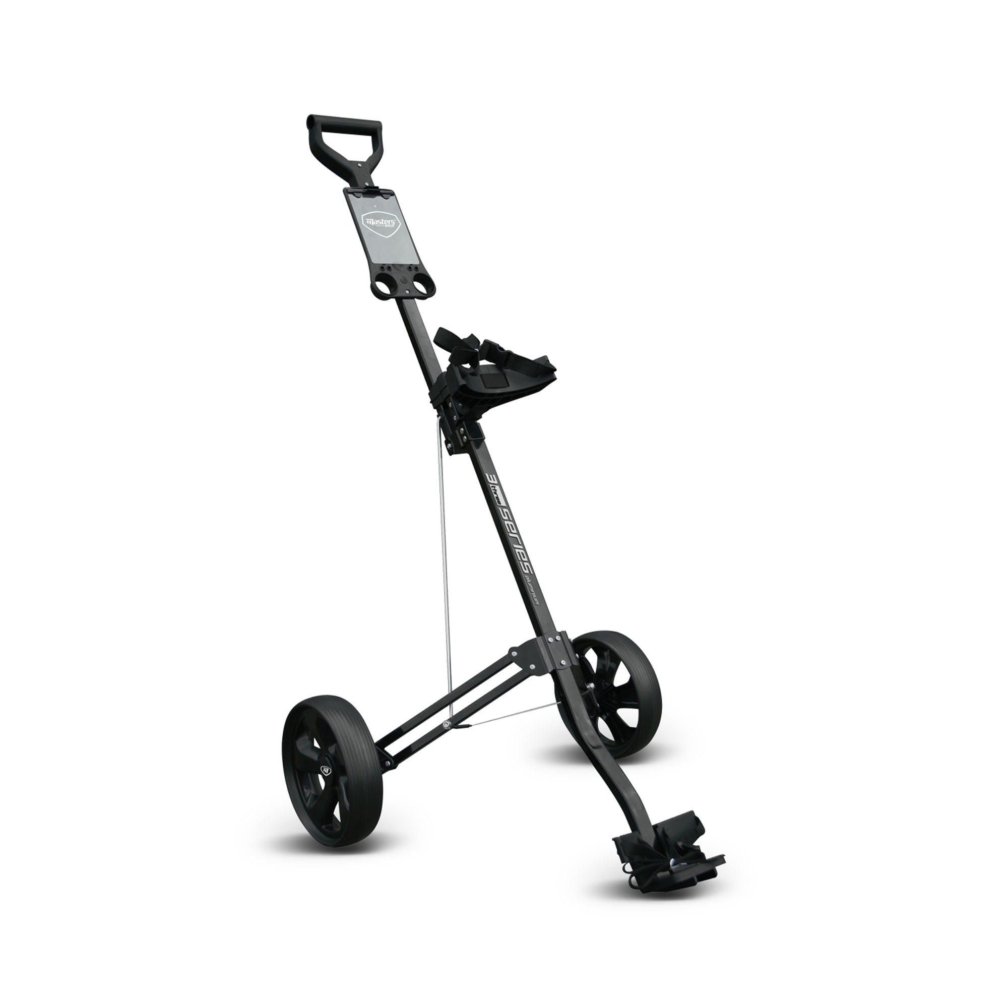 Masters 3 Series Aluminium 2 Wheel Golf Trolley - Black Masters 3 Series Aluminium 2 Wheel Golf Trolley - Black