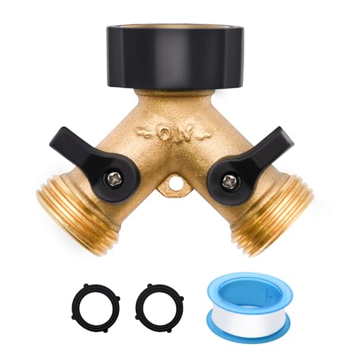 2-Way Brass Hose Splitter, 3/4" Garden Hose Manifold