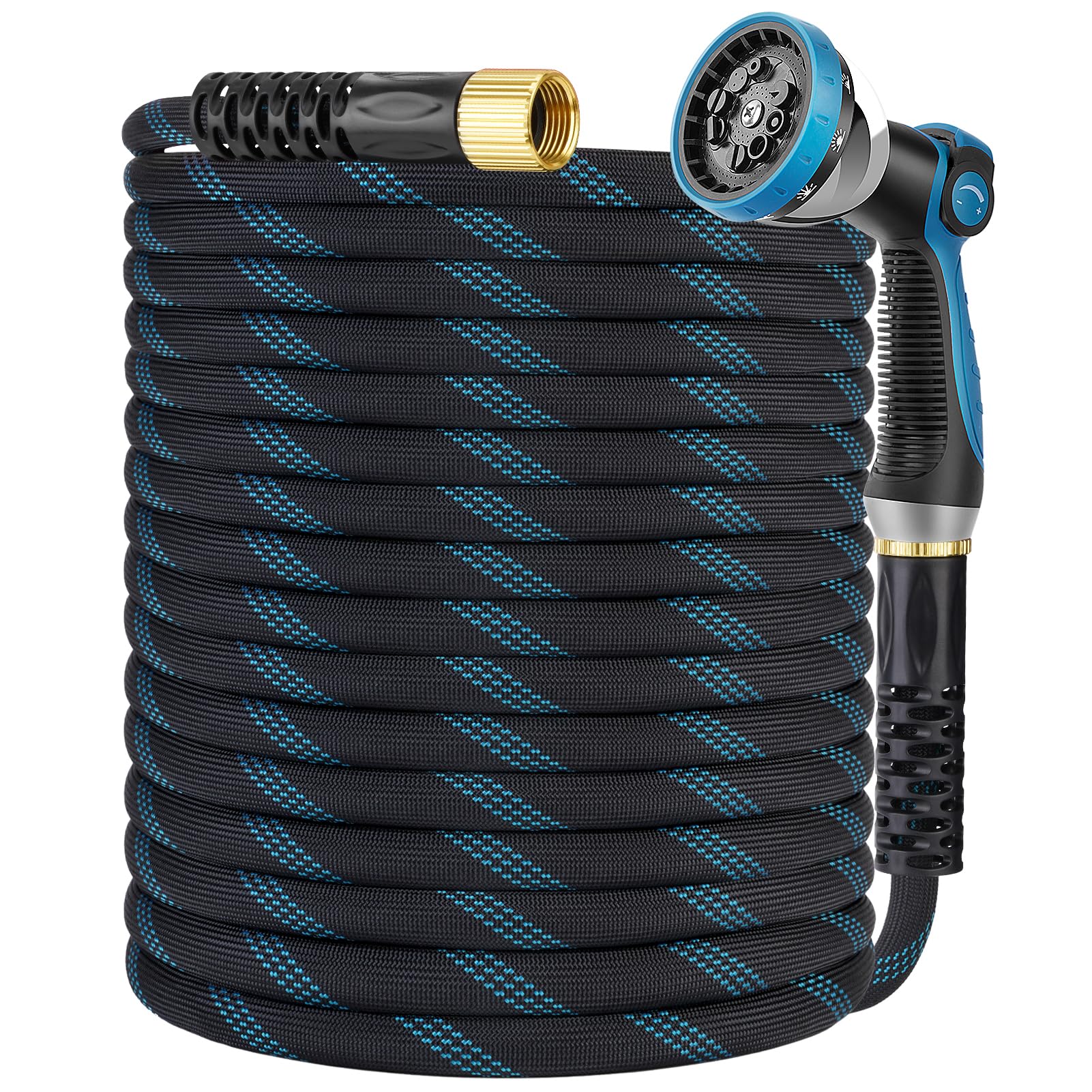 100ft Garden Hose, 10-Pattern Nozzle, Kink-Resistant