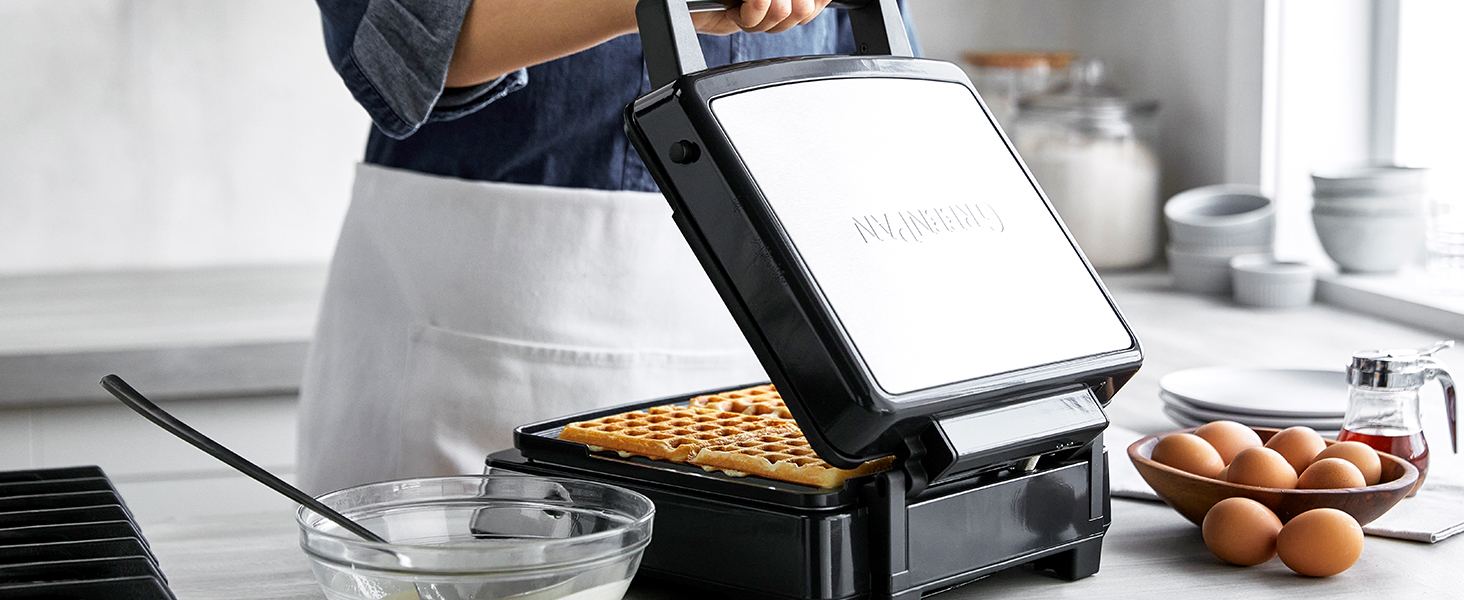 GreenPan. small appliances. ceramic nonstick. waffle maker. toxin-free. pfas. easy