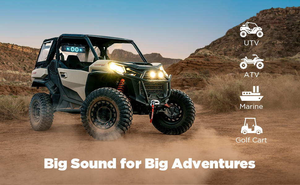 utv atv rzr sxs marine golf cart sound bar