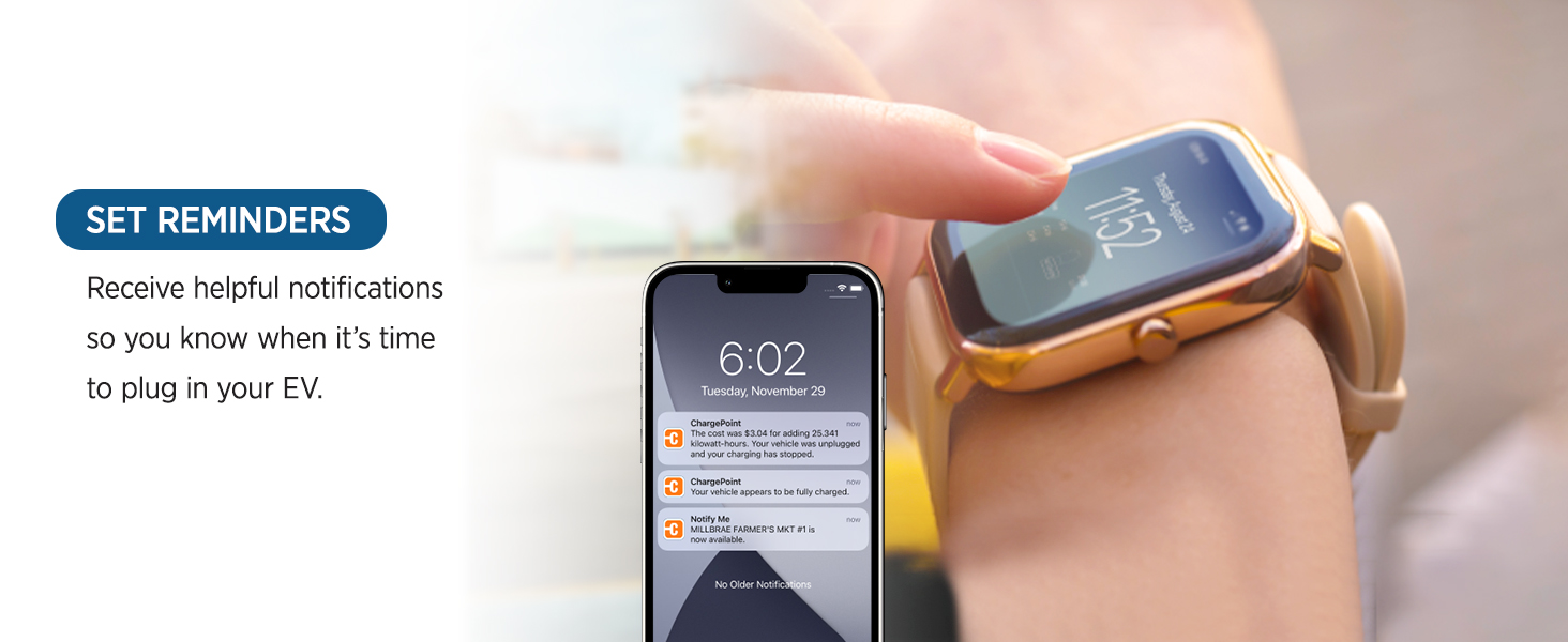 Set reminders with phone and smartwatch notifications when it's time to plug in your EV to home flex