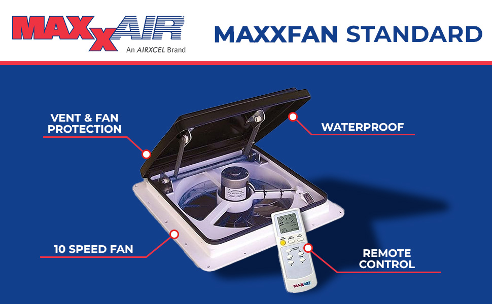 MaxxFan Standard Black White; MaxxAir Fans, RV fans, Rv products