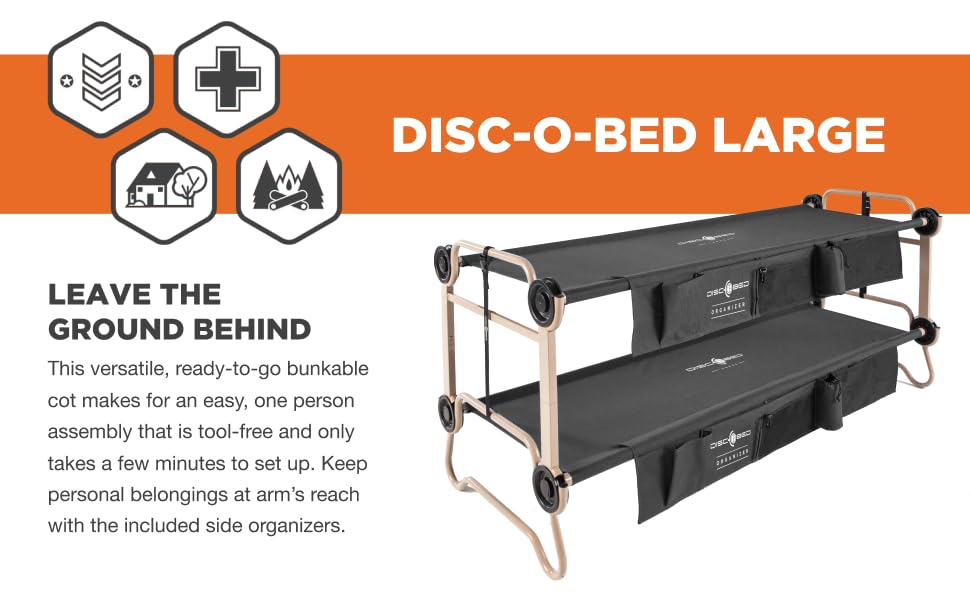 Disc-o-Bed Large Black, Leave the ground behind