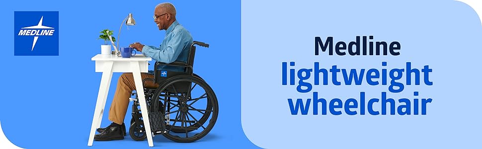 Medline Lightweight Wheelchair for Adults With Swing-Back, Desk-Length Arms, Elevating Leg Rests