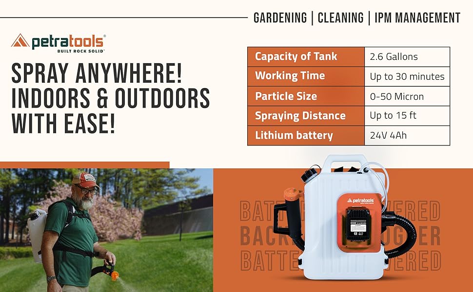 Battery Fogger Growing Gardening Cleaning Outdoor Indoor Solution Application