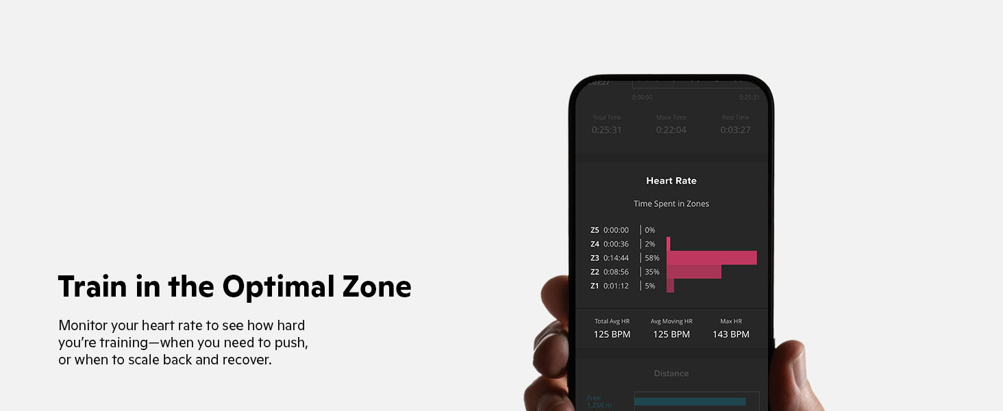 The FORM Swim app showing heart zones