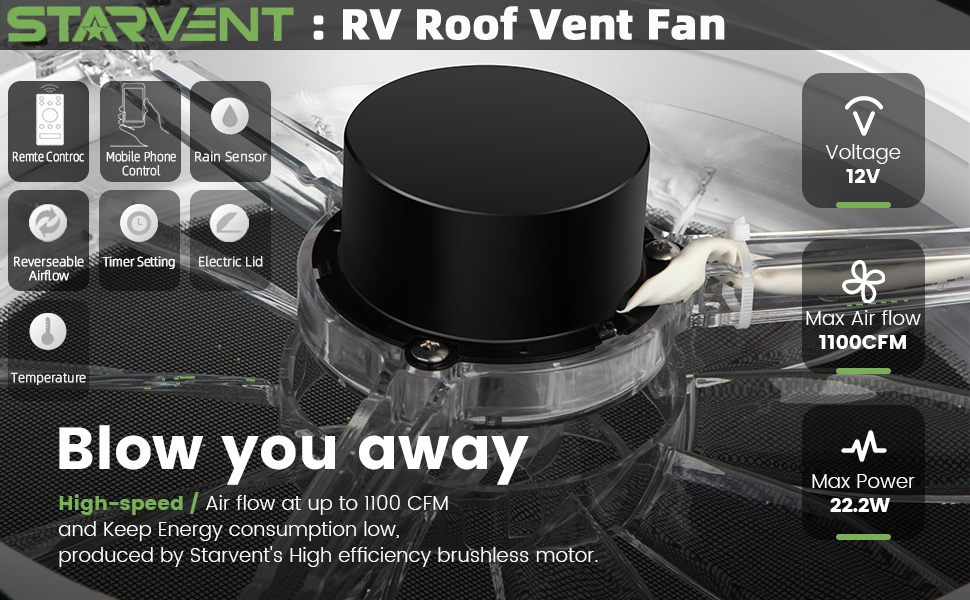 STARVENT RV ROOF VENT FAN 12V