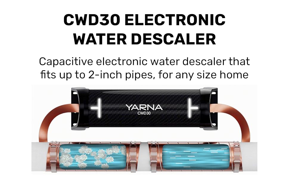 CWD30 ELECTRONIC WATER DESCALER  Capacitive electronic water descaler that fits up to 2-inch pipes