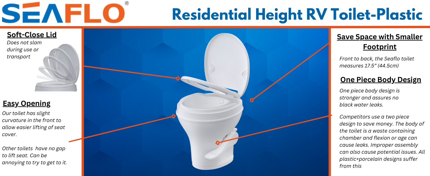 Residential Height RV Toilet-Plastic