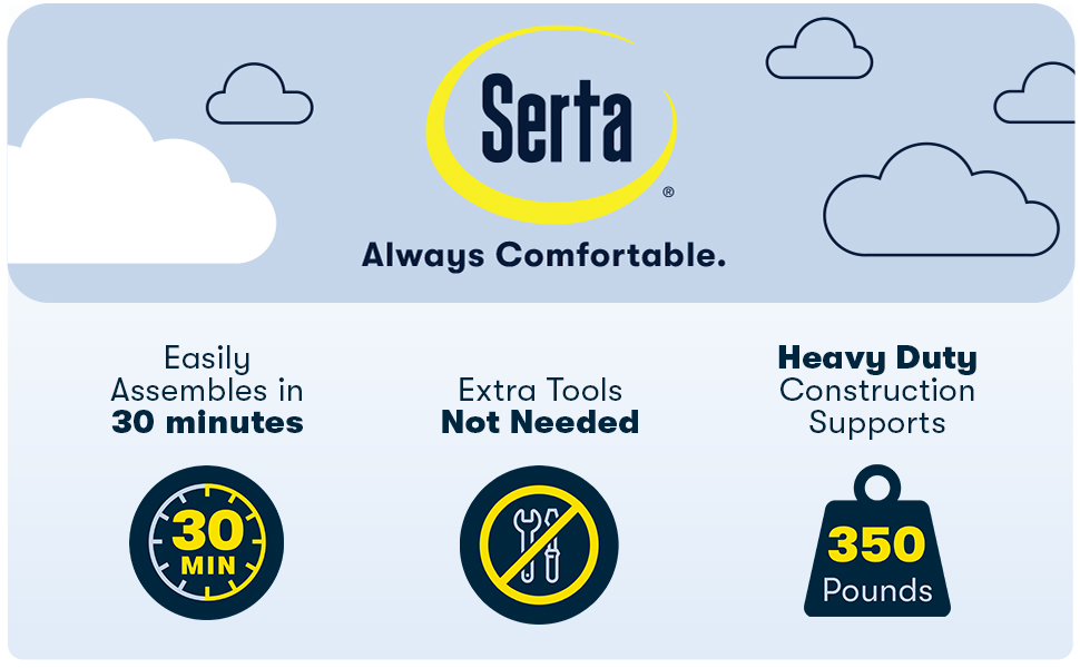 Serta, Always Comfortable, Easy Assembly, Heavy Duty, Big and Tall