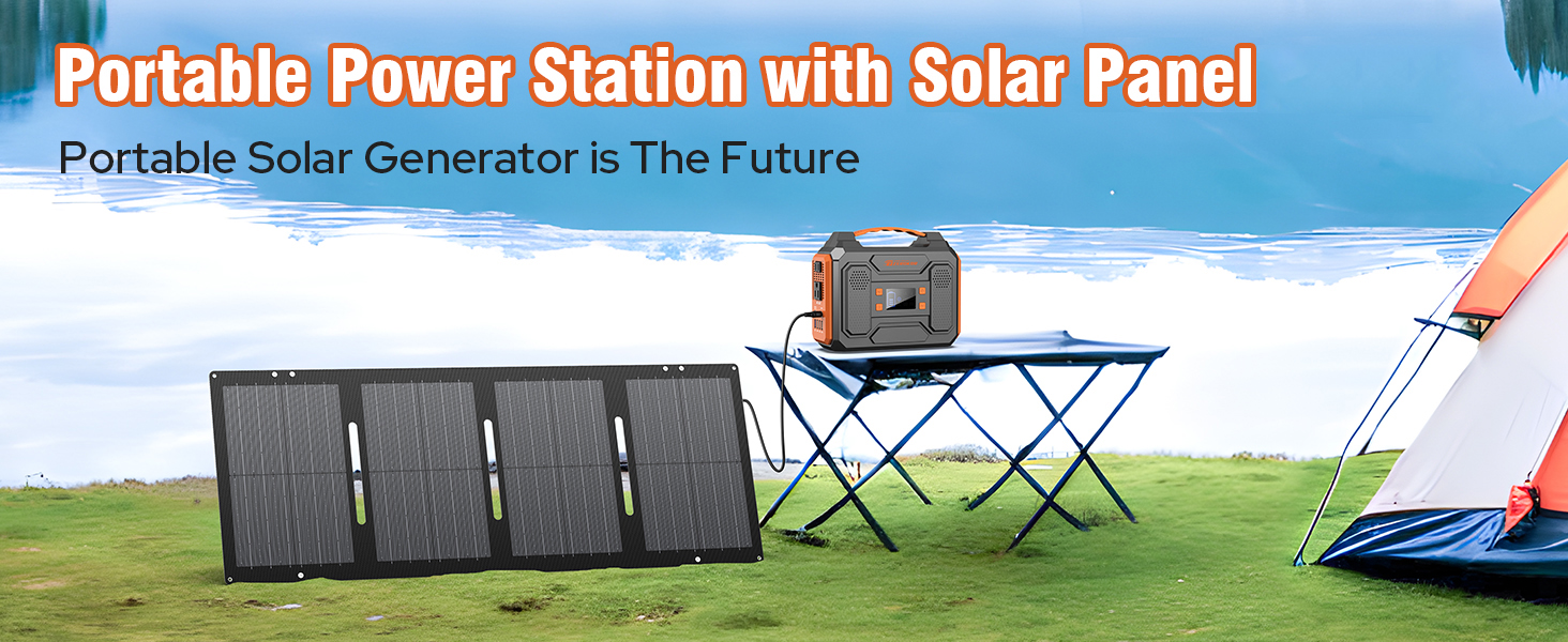 Portable Power Station with Solar Panel