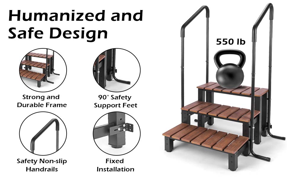 Three Steps with handrails