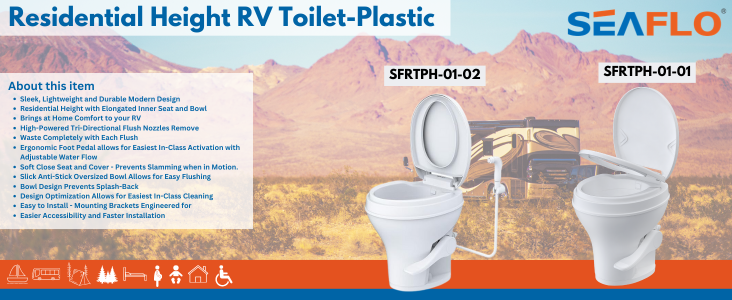 Residential Height RV Toilet-Plastic