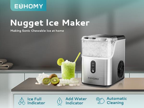 Product Introduction of EUHOMY LSE：Nugget Ice Makers Countertop, Pebble Ice Maker Machine with 35lbs/24H Soft Ice, Self-Cleaning Sonic Ice Maker with Ice Scoop&Basket,  Utensils, Pellet Ice Maker for Home/Kitchen/Office 0