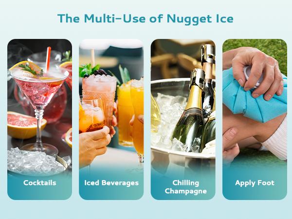 Product Introduction of EUHOMY LSE：Nugget Ice Makers Countertop, Pebble Ice Maker Machine with 35lbs/24H Soft Ice, Self-Cleaning Sonic Ice Maker with Ice Scoop&Basket,  Utensils, Pellet Ice Maker for Home/Kitchen/Office 10