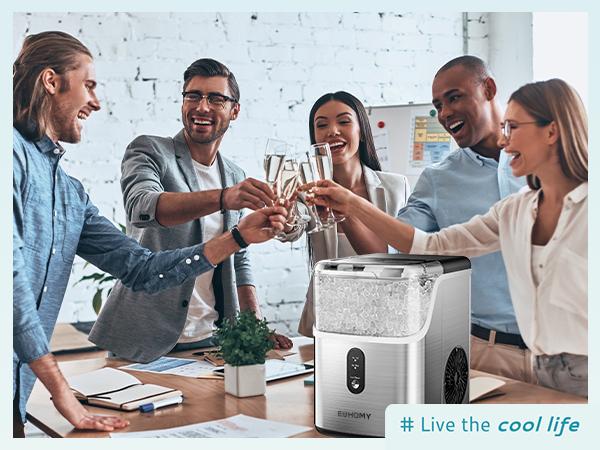 Product Introduction of EUHOMY LSE：Nugget Ice Makers Countertop, Pebble Ice Maker Machine with 35lbs/24H Soft Ice, Self-Cleaning Sonic Ice Maker with Ice Scoop&Basket,  Utensils, Pellet Ice Maker for Home/Kitchen/Office 9