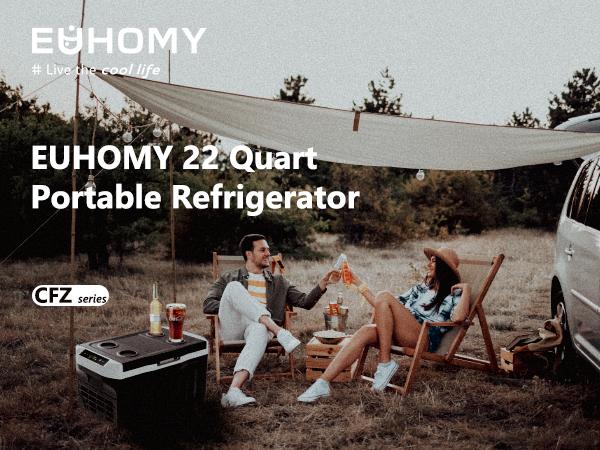 Product Introduction of EUHOMY 12 Volt Refrigerator, 12V Car Fridge 22QT(21L) Portable Freezer(-4℉~68℉), Compressor Electric Cooler with 12/24V DC & 110-240V AC, Compressor Electric Cooler for Camping, Travel, Truck- Supports Multiple Models for Versatile Compatibility 0
