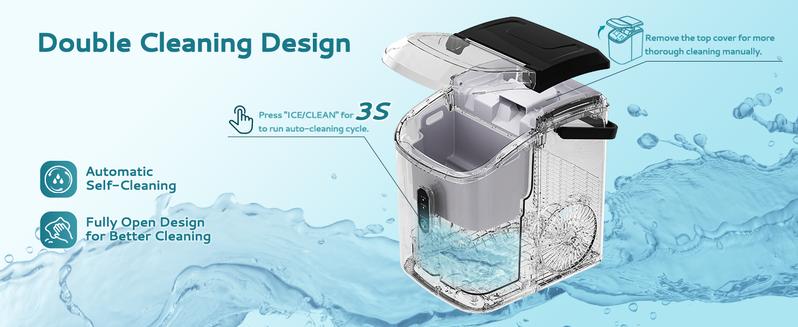Product Introduction of EUHOMY Best-Selling Countertop Nugget Ice Maker with Handle: 33 lbs of Ice in 24 Hours, 6-Minute Ice Readiness, Removable Cover, Auto-Cleaning, Includes Basket and Scoop, Perfect for Home, Kitchen, Parties & Camping 3