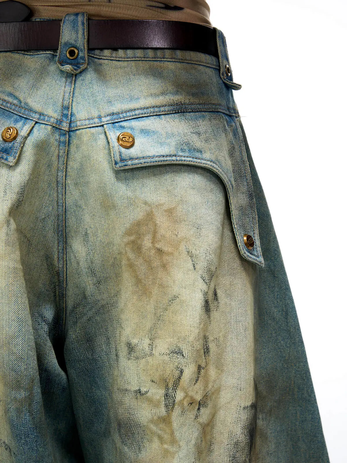 【PERSONSOUL】Personsoul Stain Embroidery Scimitar Jeans Personsoul Stain Embroidery Scimitar Jeans - personsoul