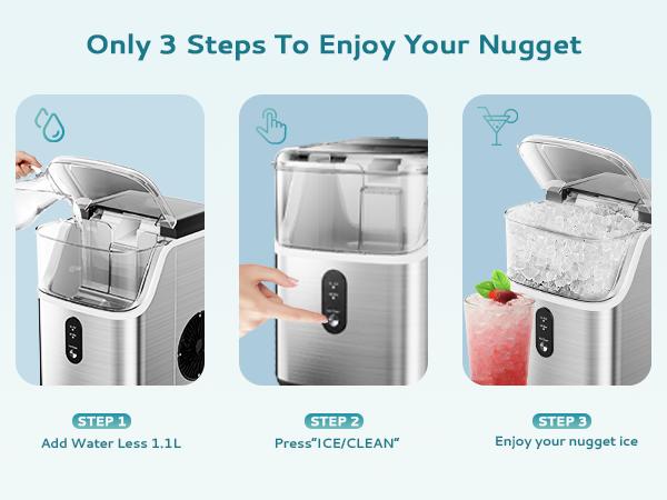 Product Introduction of EUHOMY LSE：Nugget Ice Makers Countertop, Pebble Ice Maker Machine with 35lbs/24H Soft Ice, Self-Cleaning Sonic Ice Maker with Ice Scoop&Basket,  Utensils, Pellet Ice Maker for Home/Kitchen/Office 3