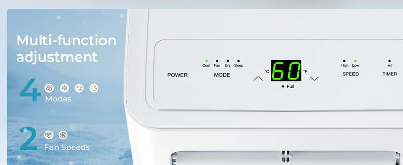 Product Introduction of EUHOMY Portable Air Conditioners 3 in 1 Portable Cooling AC with Dehumidifier, Fan, Sleep Modes 2