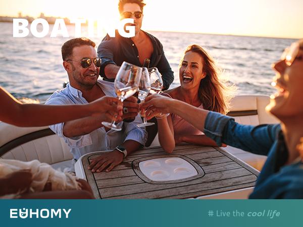 Product Introduction of EUHOMY 12V Refrigerator (24/37/53Quart /23L/35L/50L) supports 12V/24V DC & 110-240V AC. Portable with -4°F~68°F range, it features wheels, 2 baskets, and large cooling zone. Ideal for RVs, travel, Truck, Boat 15