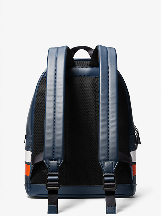 Rivington Striped Signature Logo Stripe Backpack - ADMRL/PLBLUE