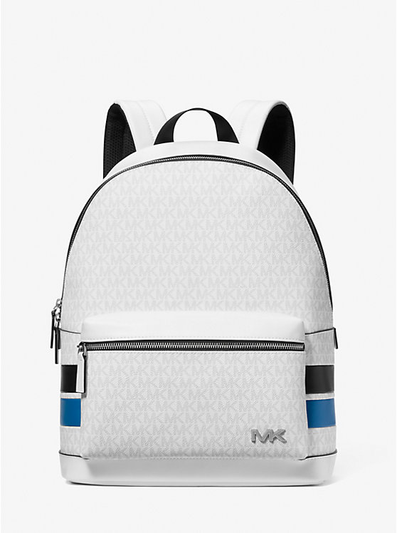 Rivington Striped Signature Logo Stripe Backpack - BRIGHT WHT