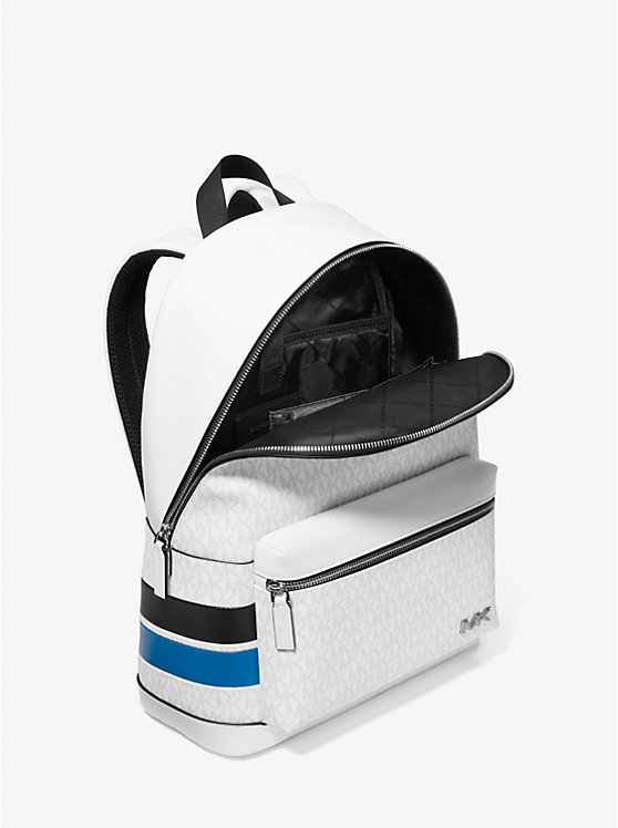 Rivington Striped Signature Logo Stripe Backpack - BRIGHT WHT