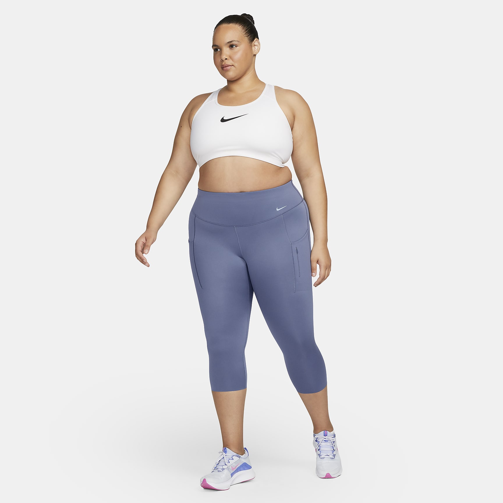 Go - Women's Firm-Support High-Waisted Cropped Leggings with Pockets (Plus Size)