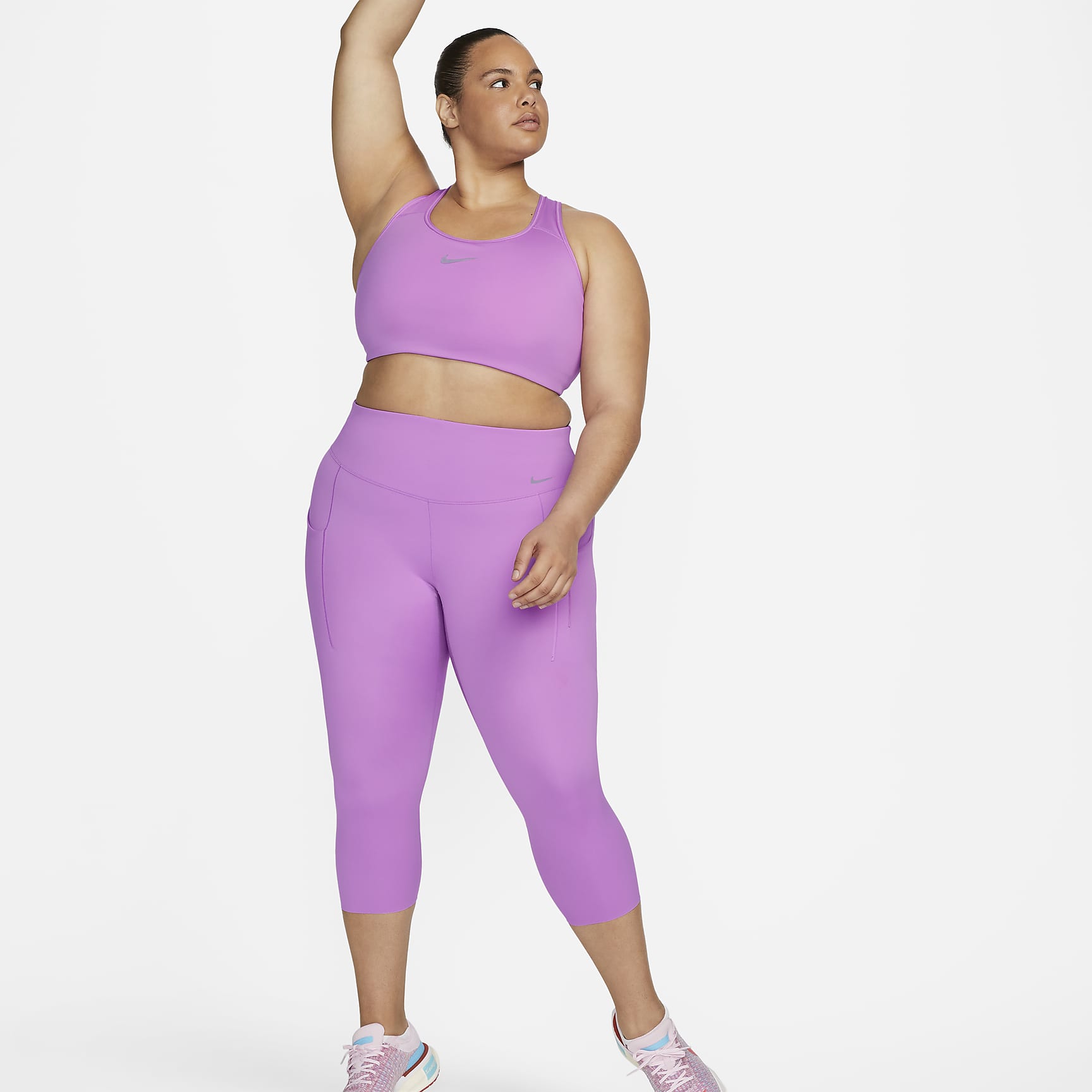 Go - Women's Firm-Support High-Waisted Cropped Leggings with Pockets (Plus Size)