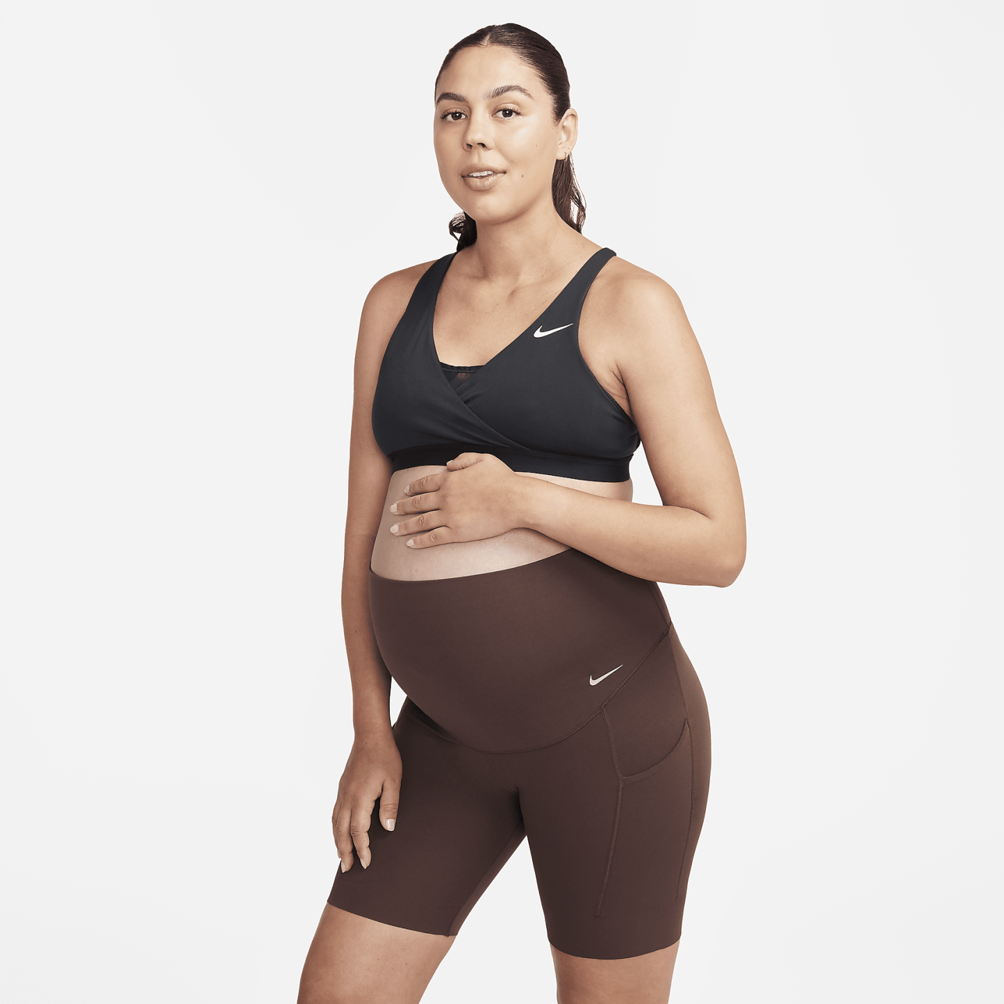 (M) - Women's Gentle-Support High-Waisted 8" Biker Shorts with Pockets (Maternity)