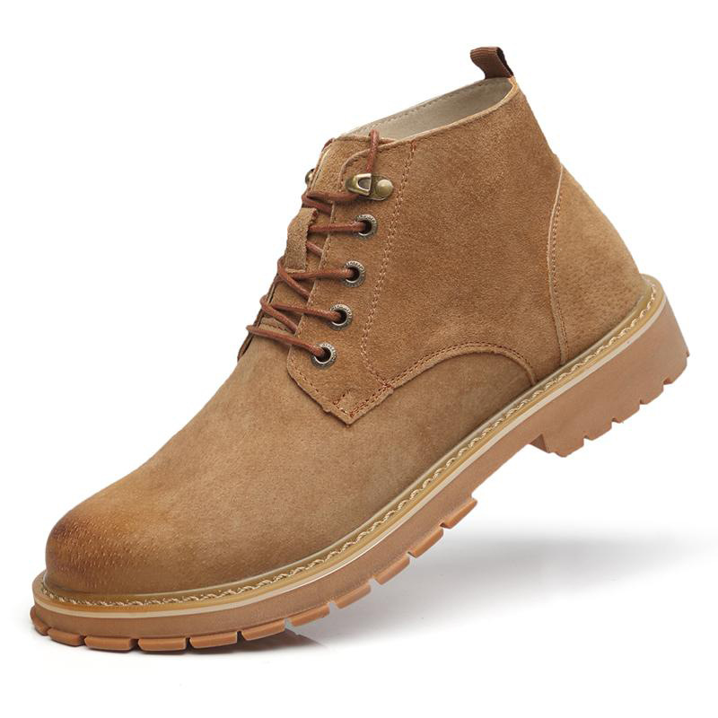 Mens Hiking Boots Men's Work Boots Steel Toe Cap Cow Leather Shoes Men Outdoor Anti-slip Puncture Proof High Top Safety Shoes Casual Boots