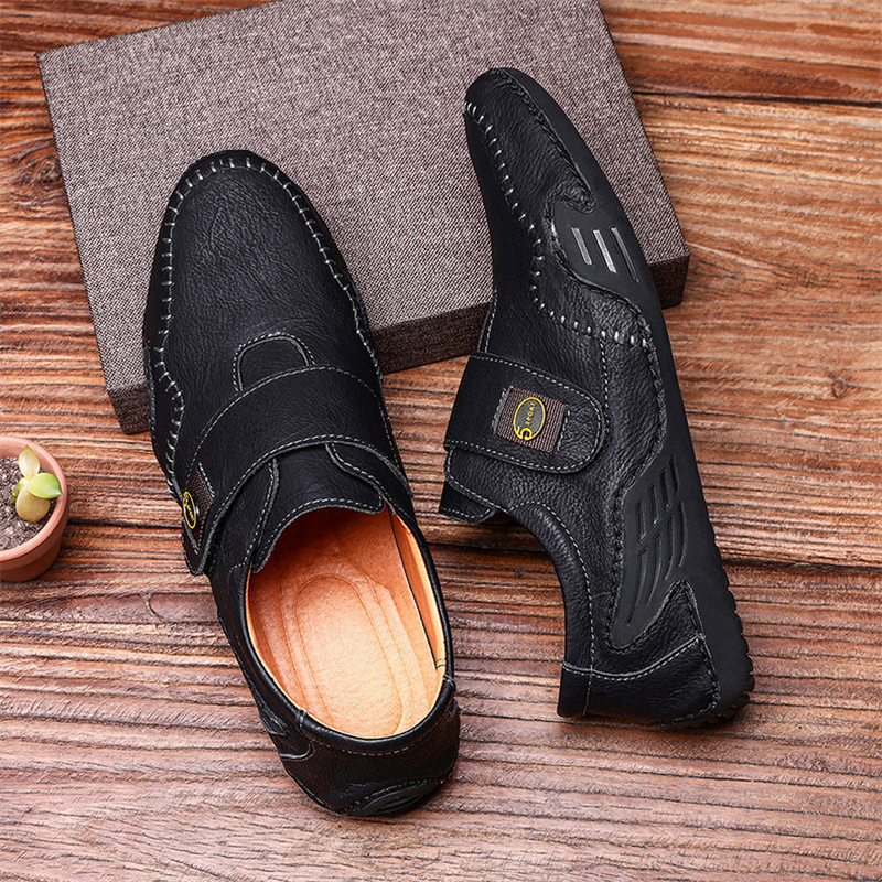 ???? Hot Sale! Limited Stock! ??????Men's Outdoor Casual Low-Top Soft Leather Velcro Easy On/Off Shoes