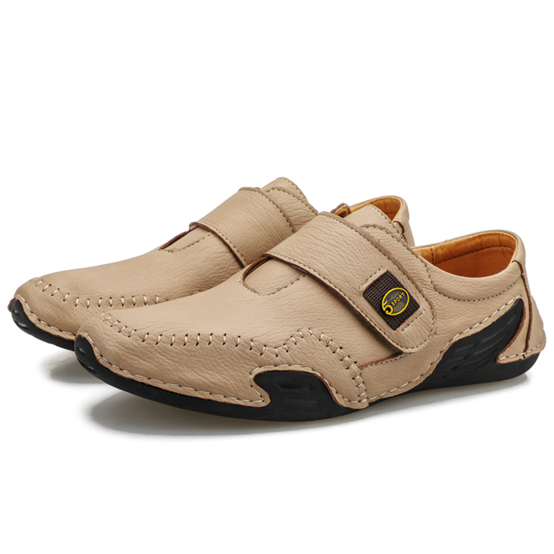 ???? Hot Sale! Limited Stock! ??????Men's Outdoor Casual Low-Top Soft Leather Velcro Easy On/Off Shoes