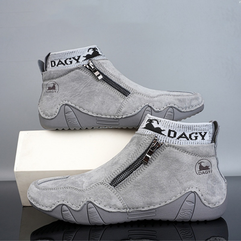 ???? Hot Sale! Limited Stock! ??????Men's Year-Round Lightweight Leather Slip-On Side-Zip Motorcycle Boots