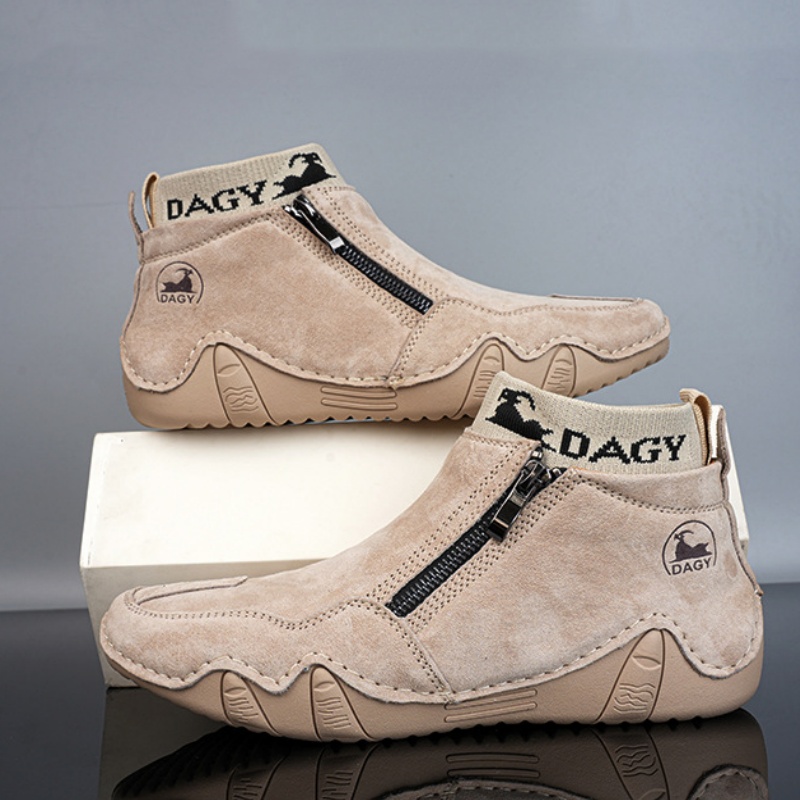 ???? Hot Sale! Limited Stock! ??????Men's Year-Round Lightweight Leather Slip-On Side-Zip Motorcycle Boots