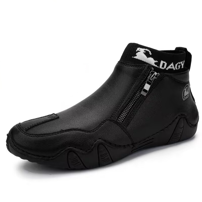 ???? Hot Sale! Limited Stock! ??????Men's Year-Round Lightweight Leather Slip-On Side-Zip Motorcycle Boots