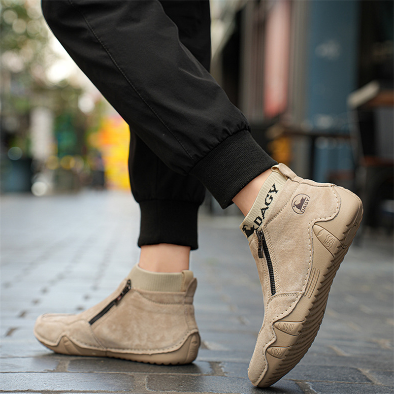 ???? Hot Sale! Limited Stock! ??????Men's Year-Round Lightweight Leather Slip-On Side-Zip Motorcycle Boots