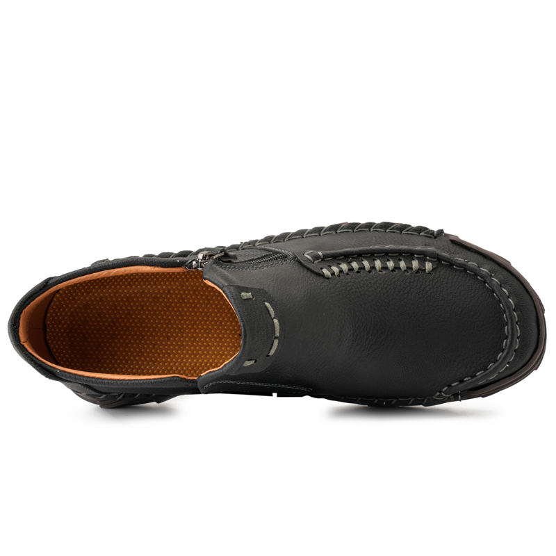 Men's Casual Leather Hand-Stitched Comfortable Non-Slip Slip-On Driving Shoes