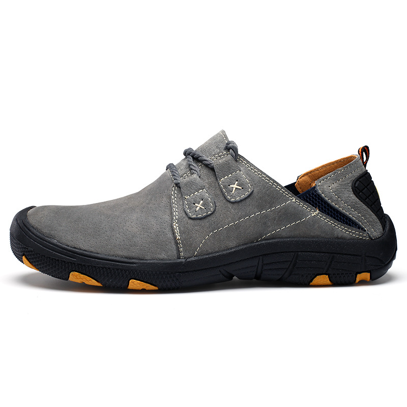 Genuine Leather Men's Hiking Shoes Casual Outdoor Trekking Walking Sneakers
