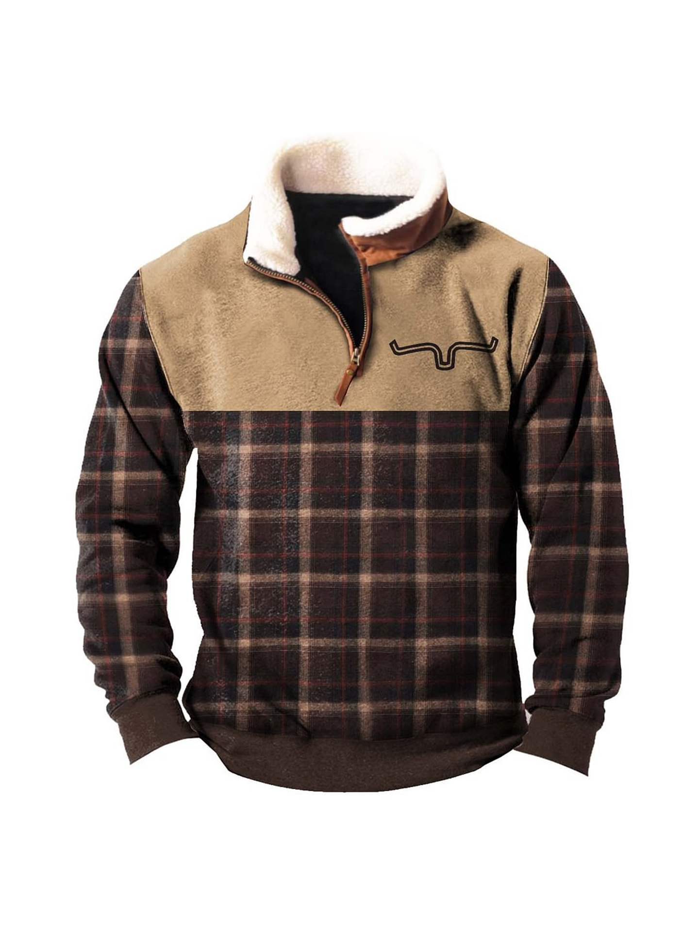 Men's Stand Collar Half Zip Crew Neck Sweatshirt