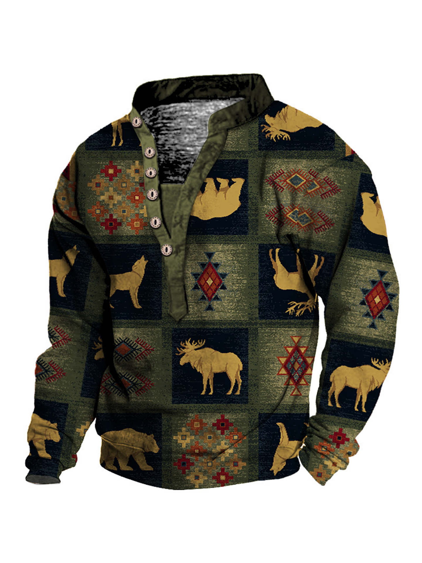 Men's Casual Zipper Pullover Long-sleeved Sweatshirt