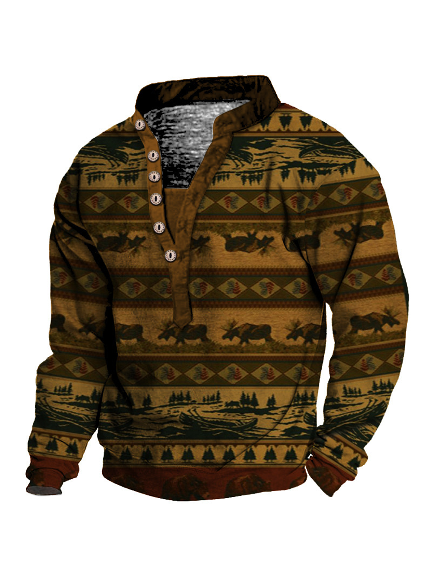 Men's Casual Zipper Pullover Long-sleeved Sweatshirt