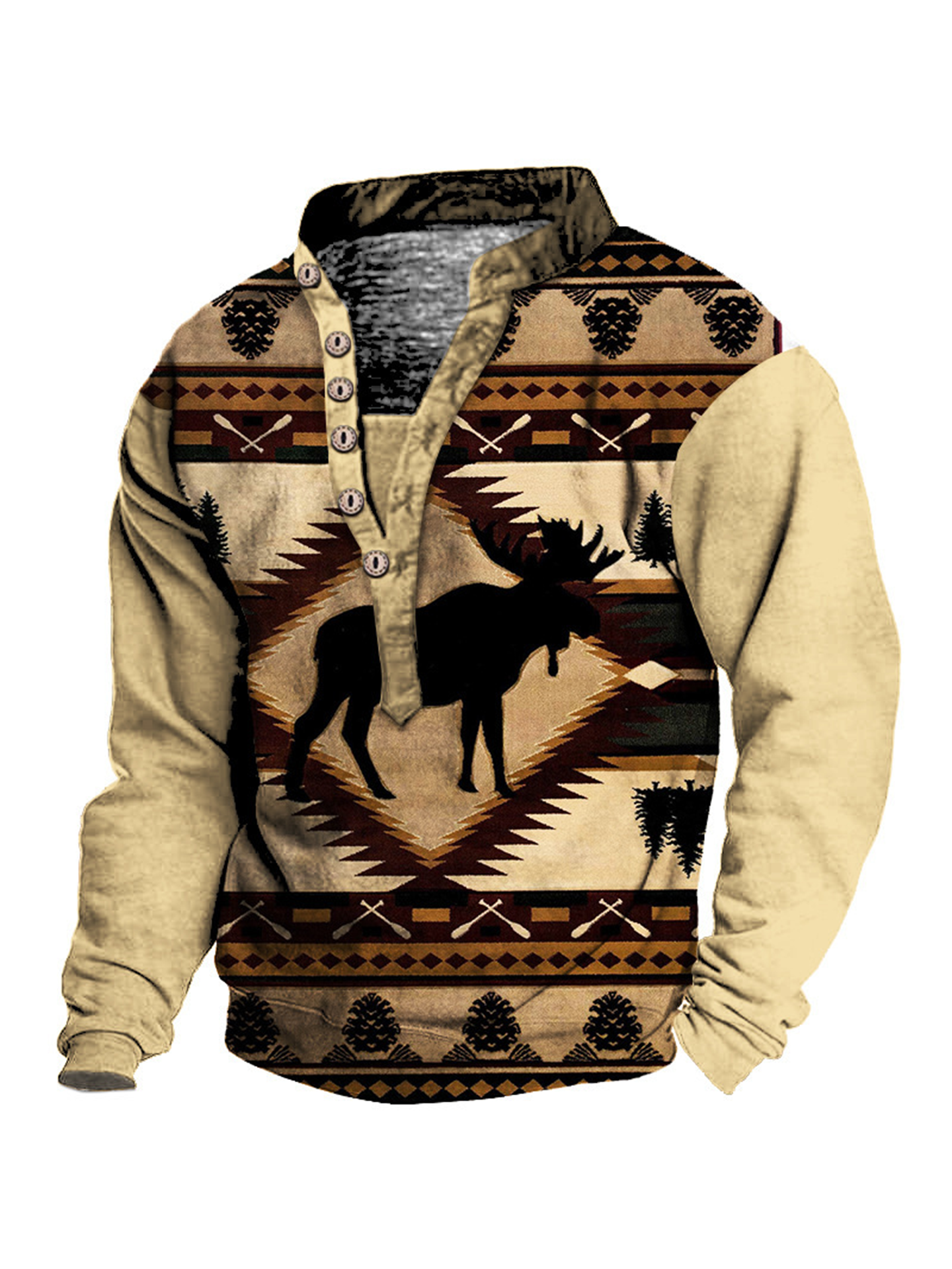 Men's Casual Zipper Pullover Long-sleeved Sweatshirt